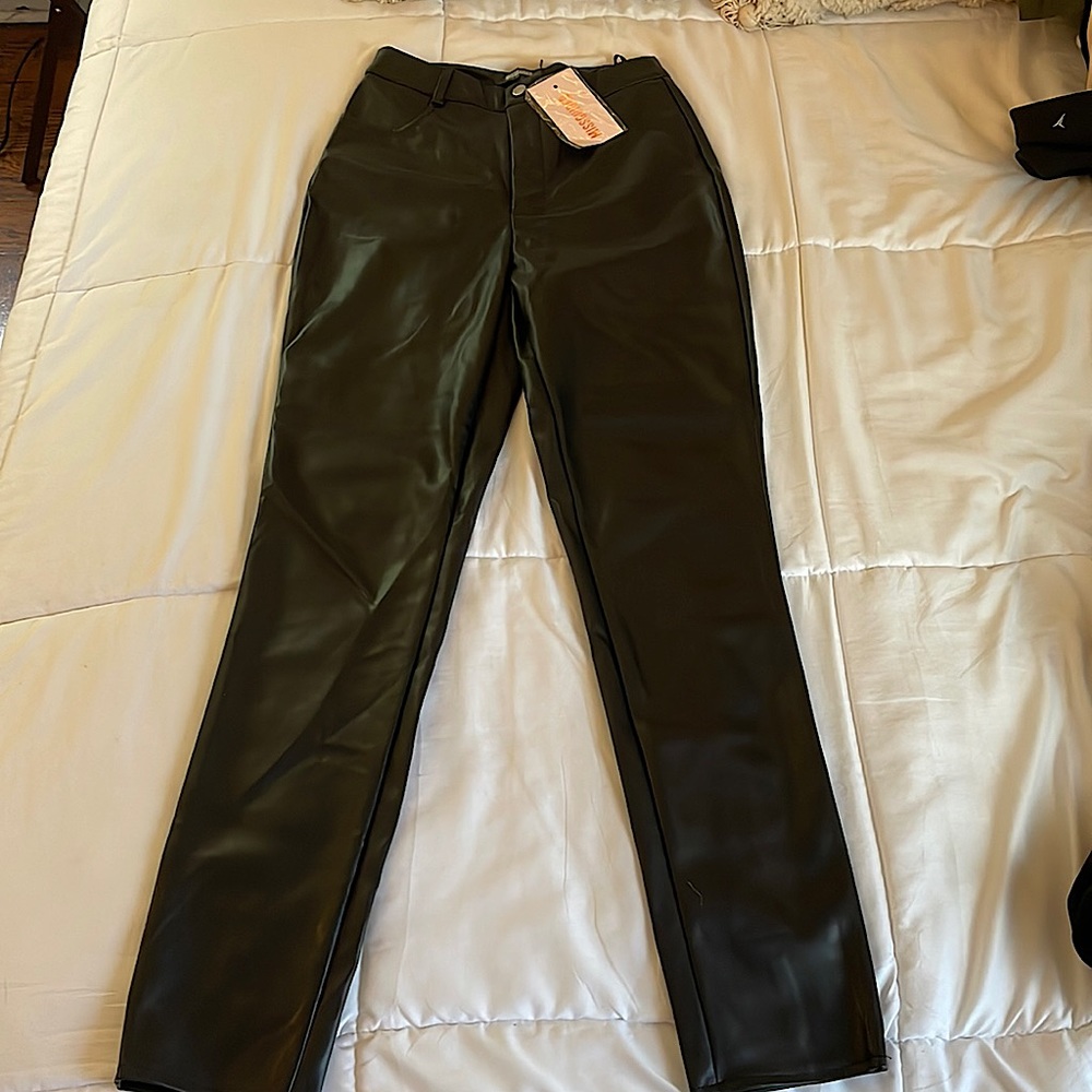 NWT faux leather slim leg trouser